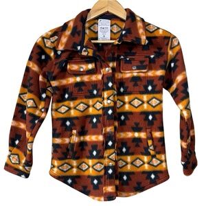 Fornia Fleece Shacket Kids Small Southwestern Brown Aztec Snap Up Jacket